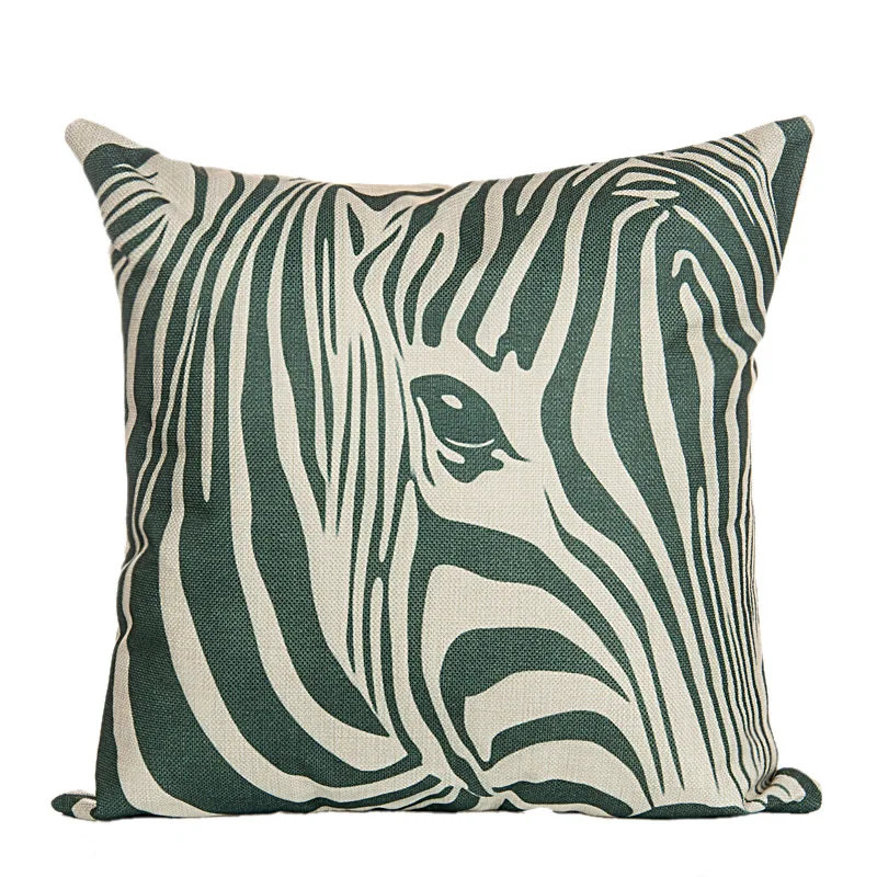 Цветная декоративная наволочка из хлопка и льна с рисунком зебры чехол для стула
