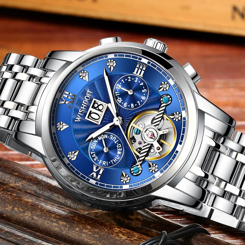 Часы наручные WISHDOIT Мужские механические брендовые водонепроницаемые спортивные