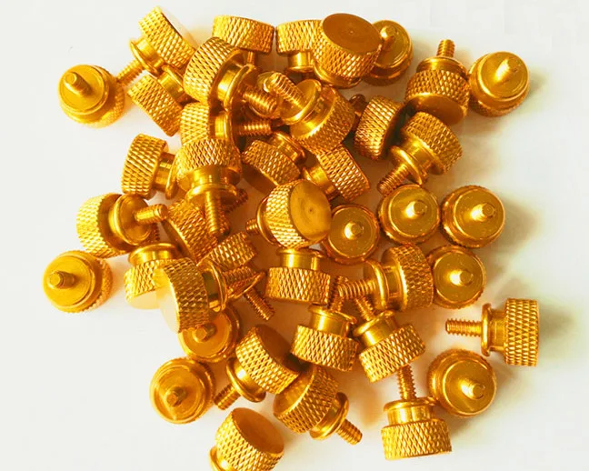 gold color 5Pcs M4*16/20 Aluminum Alloy Computer Case Screw Hand Screw Screw Knurling Screw Thumb Screw Side Plate Screw - Цвет: gold color