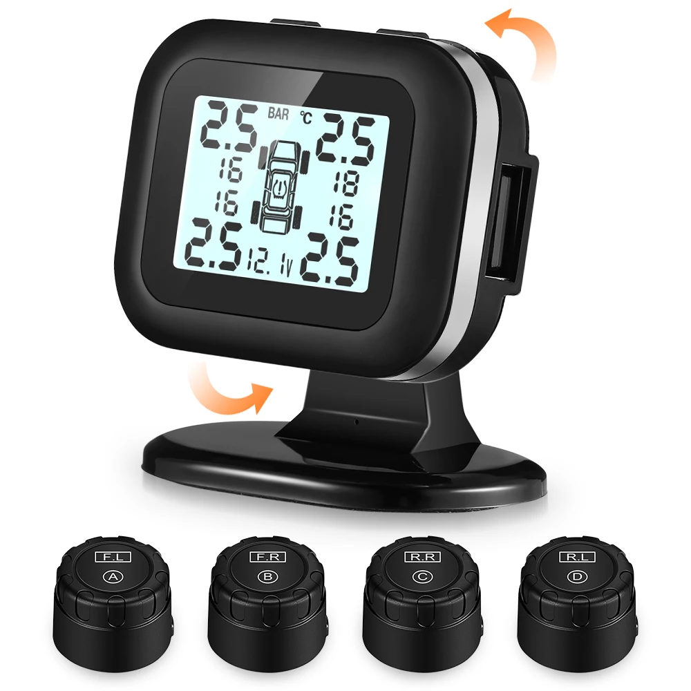 Автомобильный TPMS USB зарядка 5 в система контроля давления в шинах Отрегулируйте цифровой дисплей Автоматическая Безопасность Сигнал о падении давления в шине PSI для внедорожника