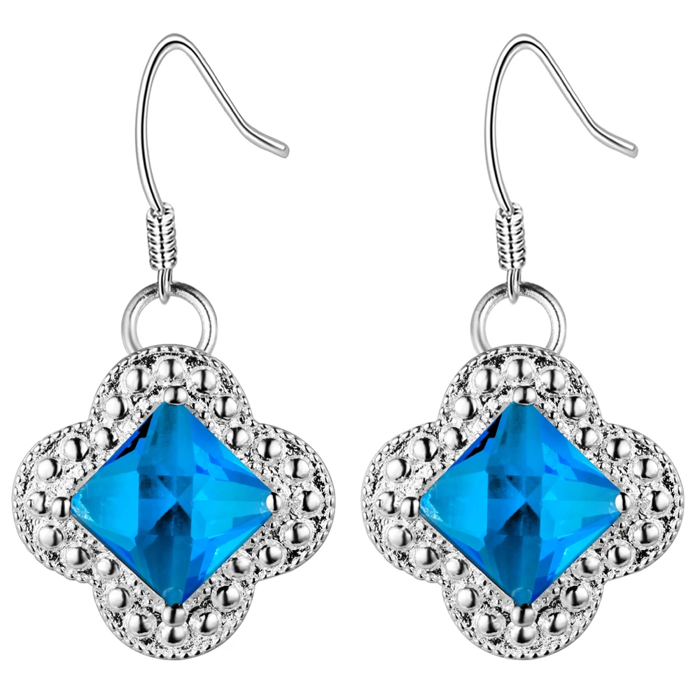 Посеребренные модные сережки в форме черного клевера оптовая продажа женских