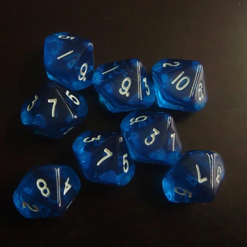

10 PCS/Set Blue Funny Dice 16*15mm 10 Side Puzzle Game