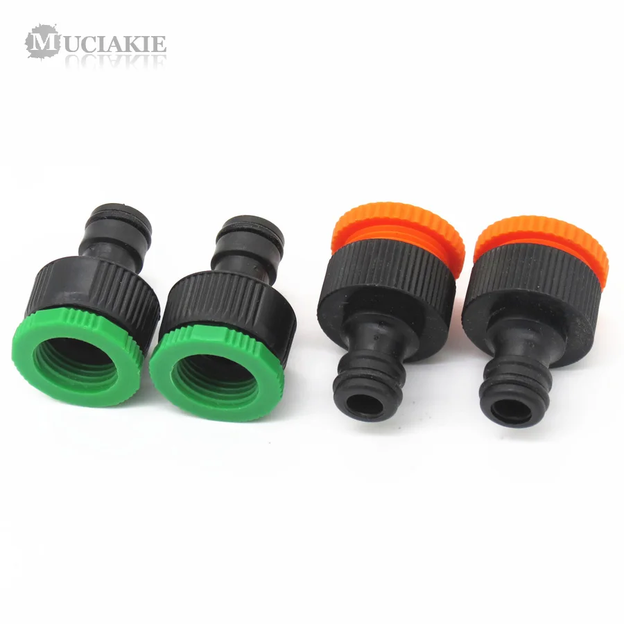 

MUCIAKIE 2PCS 1/2'' 3/4'' Female Threaded to 16mm Tap Connector Universal Tap Adaptor Hose End Fittings Watering Accessories