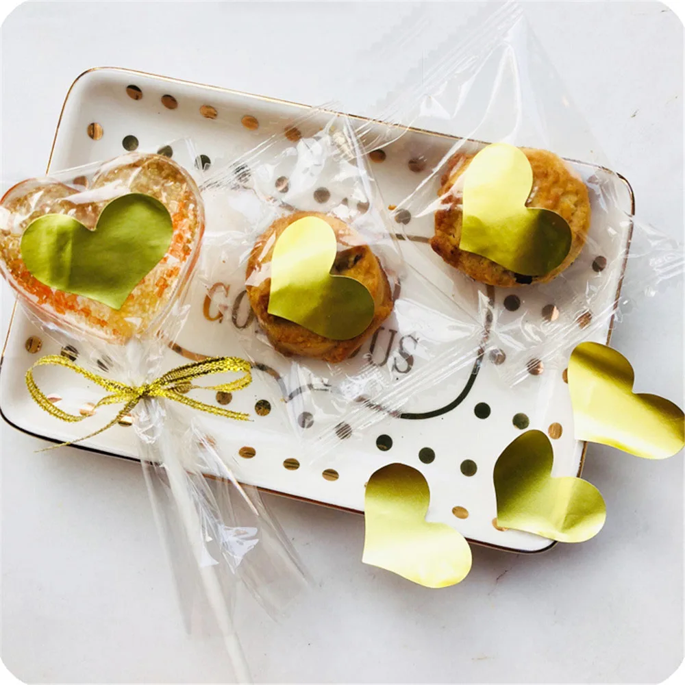 240 шт. милые наклейки в форме Золотого сердца дизайн ручная работа торт конфеты