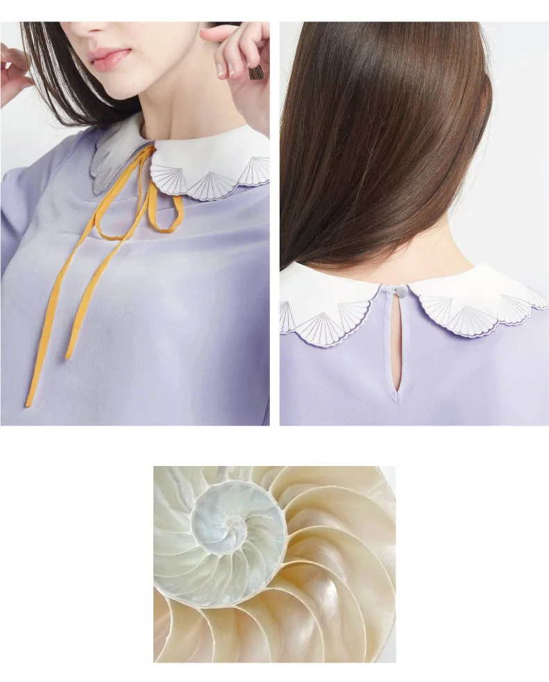 Блузка рубашка Съемная Модная свитер эксклюзивная вышивка фиолетовая ракушка