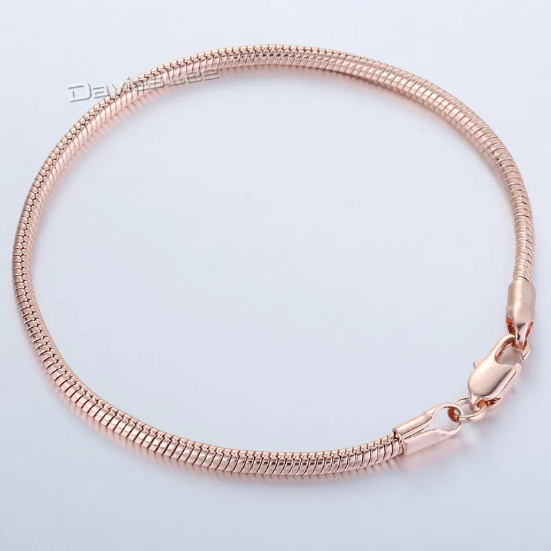 Мужская цепочка 2 мм для мальчиков Круглый змеиная кость розовое золото