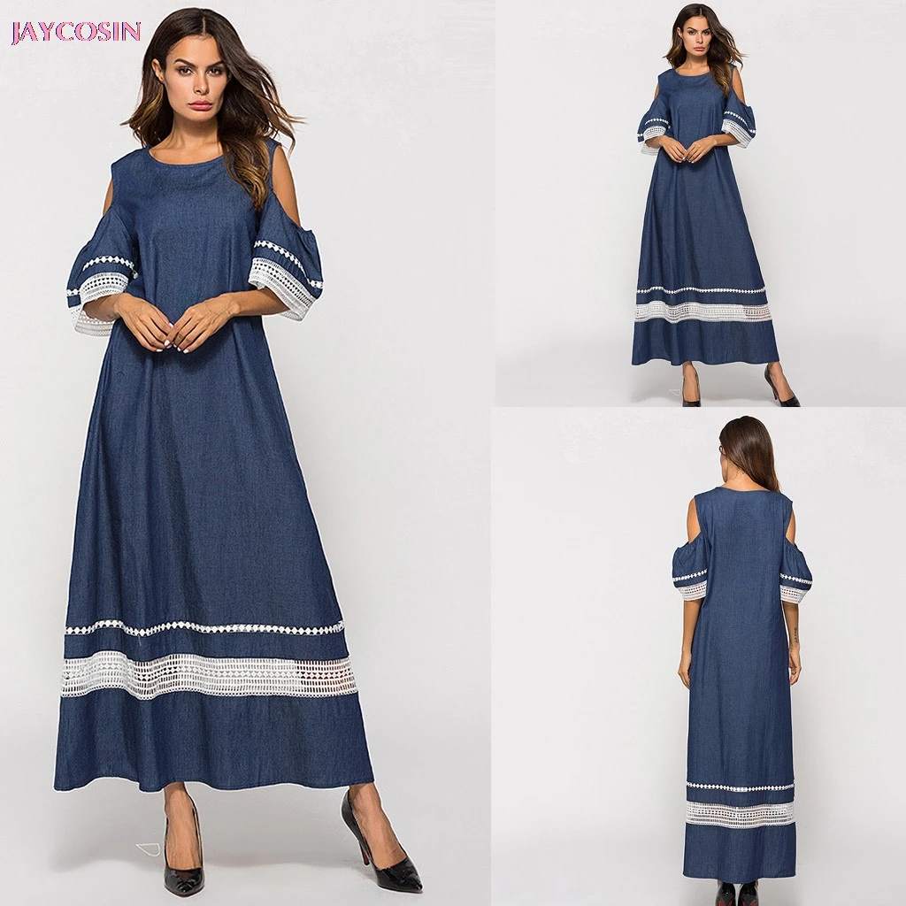 Женская мусульманская одежда M XXL мусульманское платье с длинными рукавами и