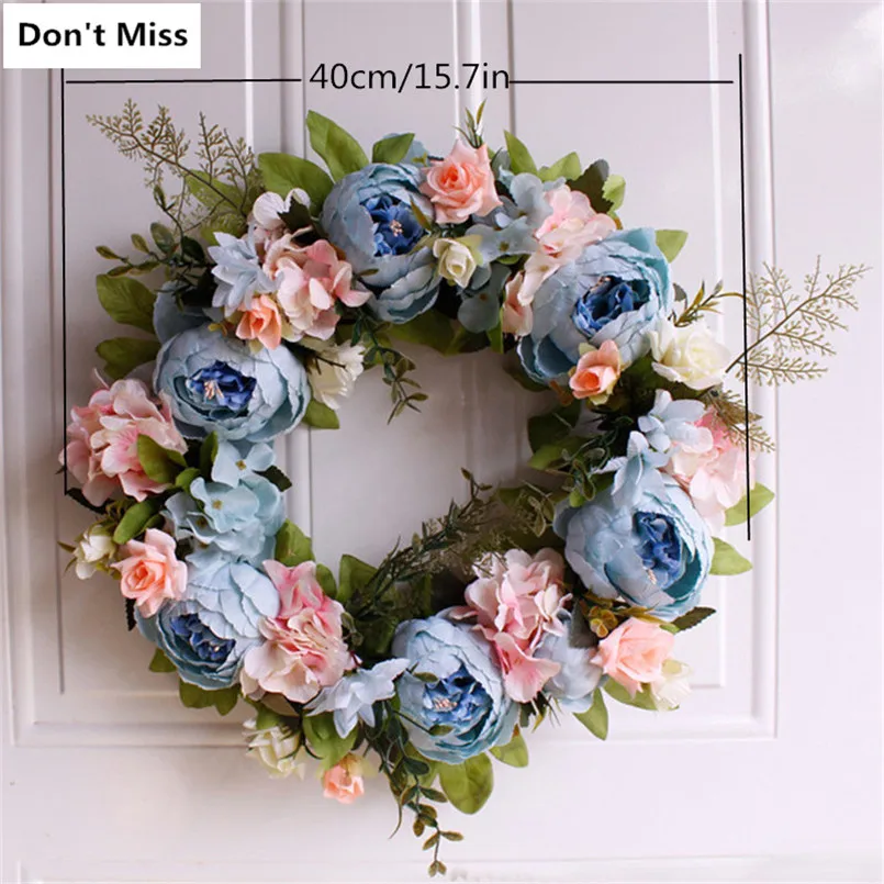 

Christmas Wreath Artificial Flowers Wreaths Door Fake Garland for Christmas Decoration Home Office Party Decor Wieniec Na Drzwi