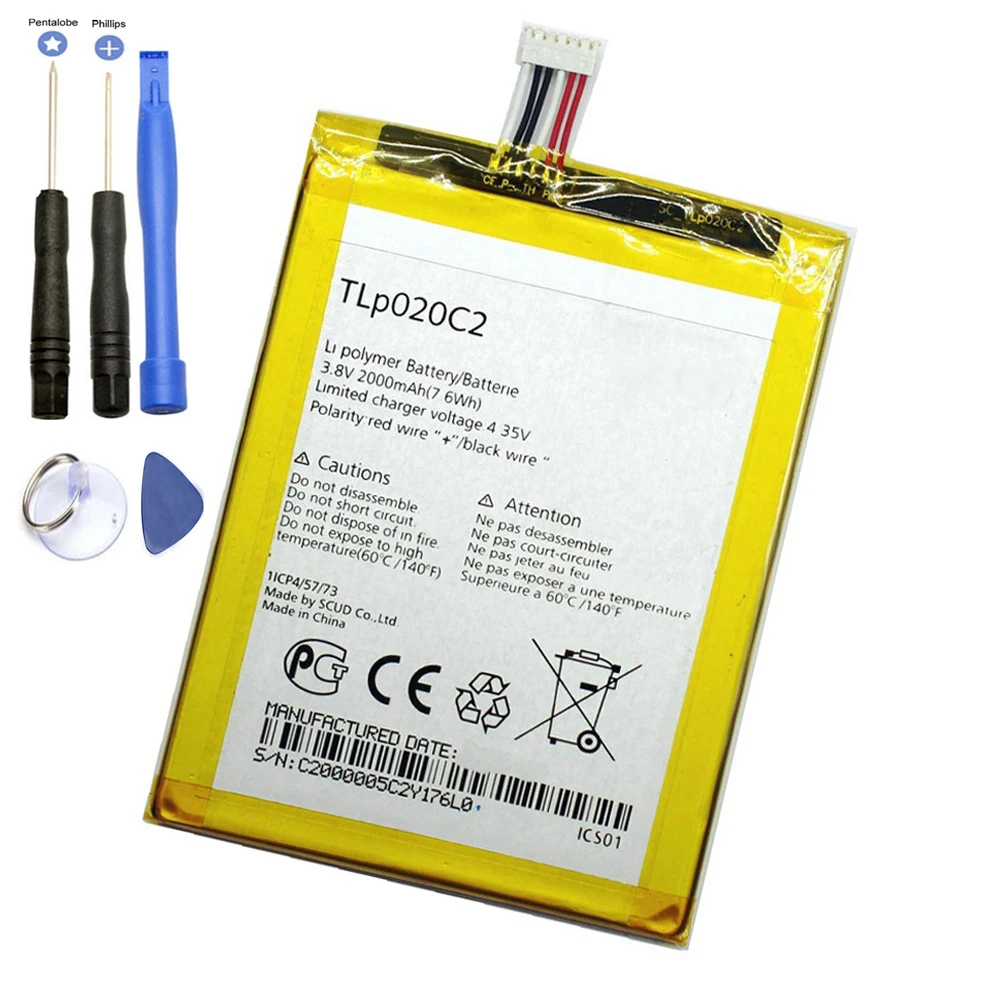 Аккумулятор для Alcatel One Touch Idol X 2000 6040A 6040D, 6040 мАч, с инструментами для ремонта