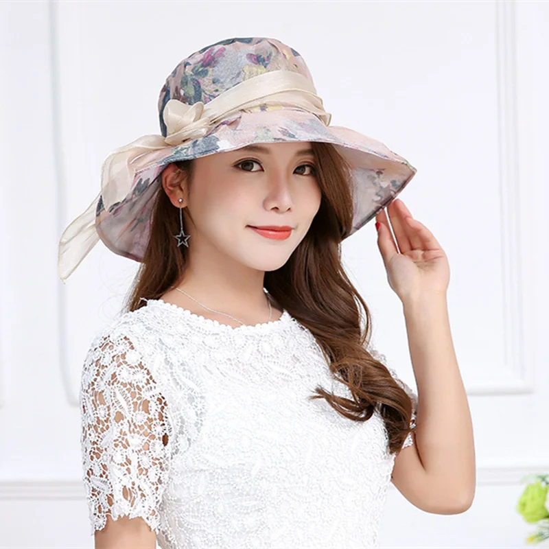 Летняя женская шляпа от солнца с защитой ультрафиолета украшенная бантиком