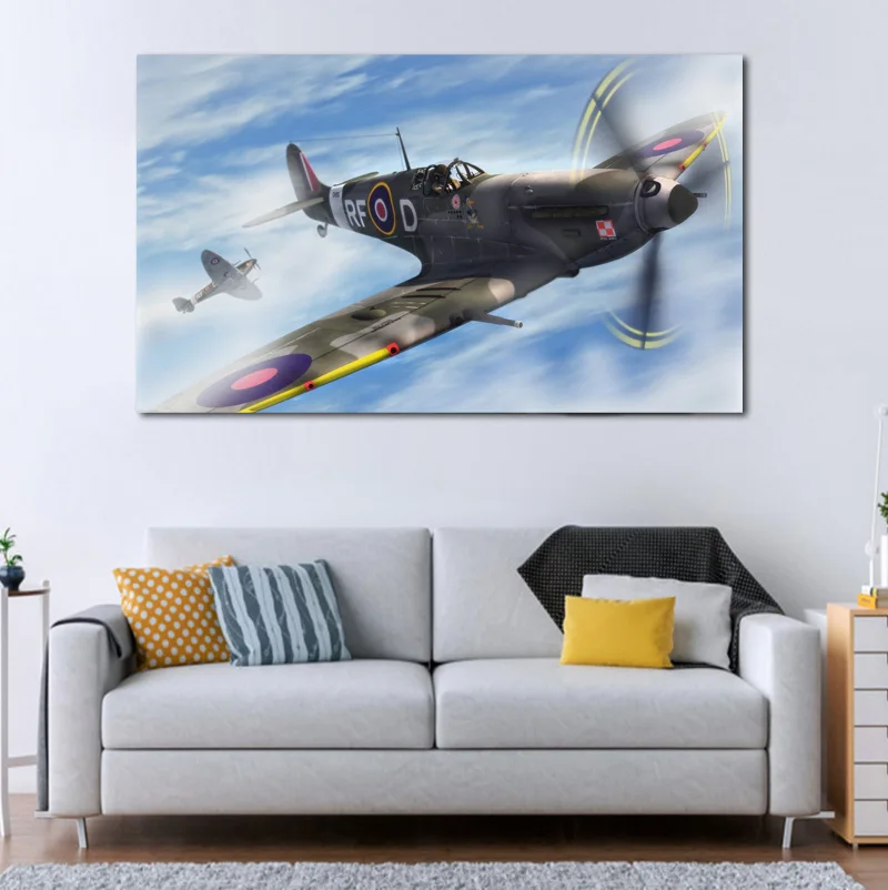Военный суперморской Spitfire летательный аппарат ретро-боец гостиная украшение дома Настенный декор деревянная рамка плакаты KF771