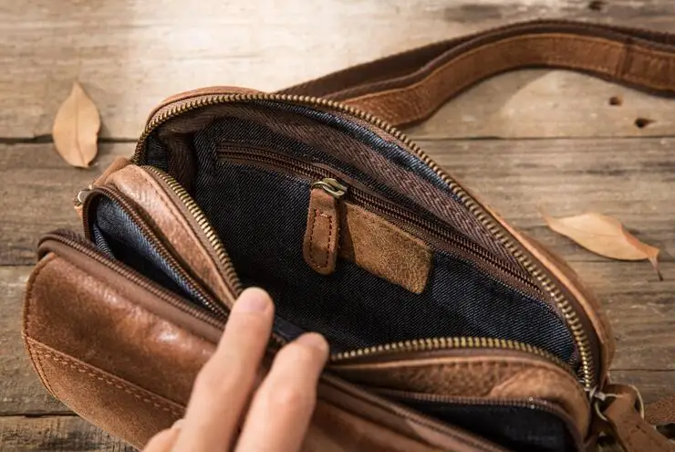 Оригинальная винтажная Мужская маленькая сумка через плечо из натуральной