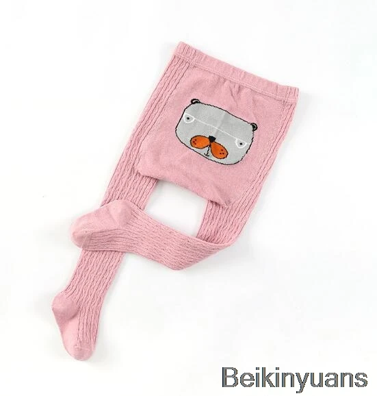 Pink Колготки с героями мультфильмов для мальчиков и девочек, Колготки с принтом животных, хлопковые детские чулки, детские длинные ножки, теплая детская одежда, аксессуары - Цвет: Pink