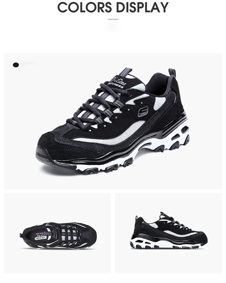 Skechers/Женская обувь D'lites; нескользящая подошва; дышащая обувь на шнуровке; Женская Удобная обувь для бега; 11929-BKW