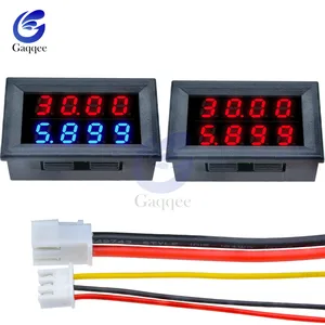 Цифровой вольтметр постоянного тока, амперметр, 4 бита, 5 проводов, постоянный ток 100 в, 200 в, 10 А, напряжение, ток, панель, измеритель, источник питания, двойной светодиодный дисплей