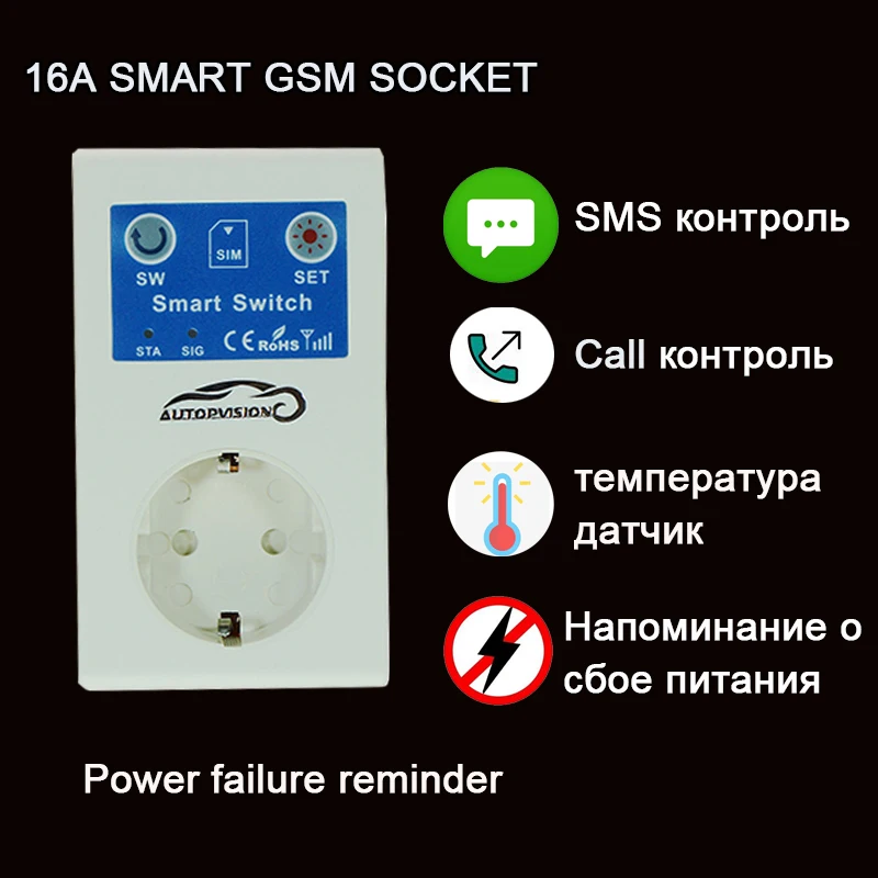 Умная штепсельная розетка GSM с датчиком температуры управление через SMS отзывы