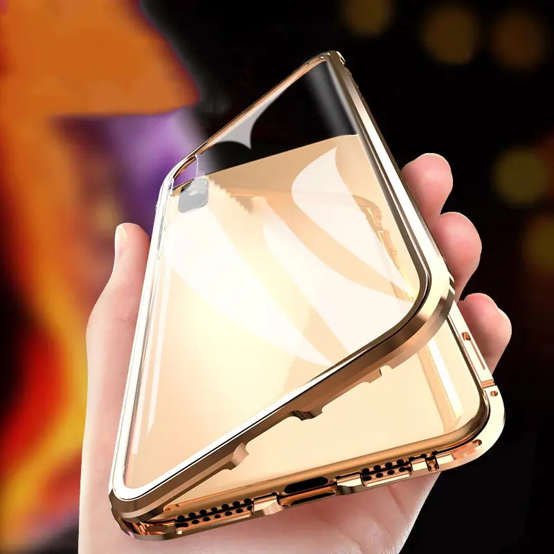 Suntaiho Магнитный чехол для iPhone XS Max Case XR двойной закаленный стеклянный магнит Адсорбция чехол для iPhone 7 Plus стеклянная крышка бампер