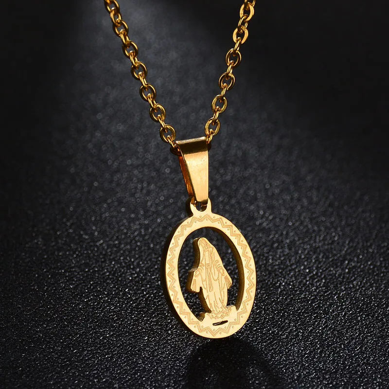 Женское ожерелье из нержавеющей стали круглое овальное в форме цветка