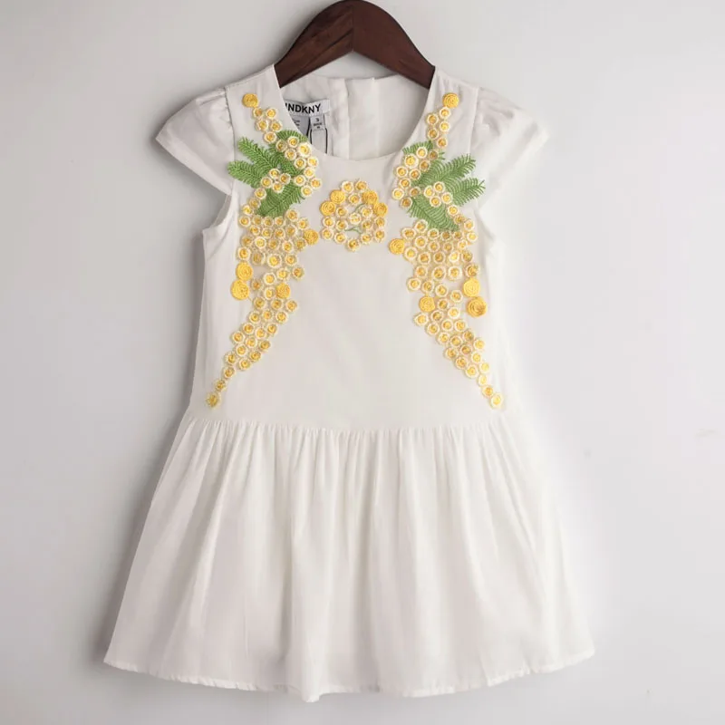 Детская Хлопковая одежда с вышивкой для девочек новое Брендовое летнее платье