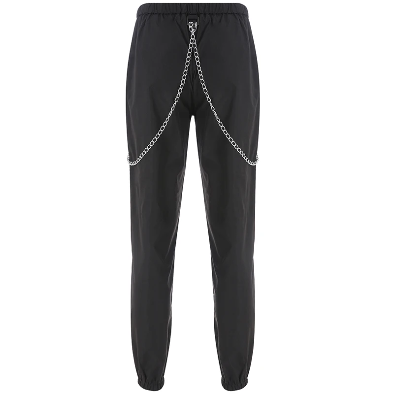 Женские шаровары с высокой талией в Корейском стиле летние черные брюки панк
