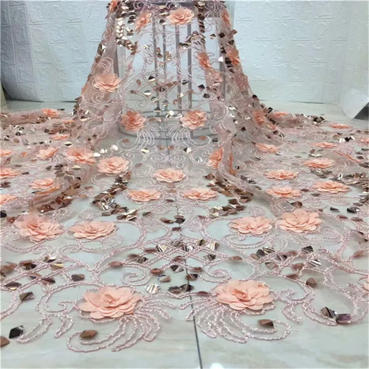3d блестки вышивка гипюр шнур кружевная ткань Высокое качество лук 3D Цветы