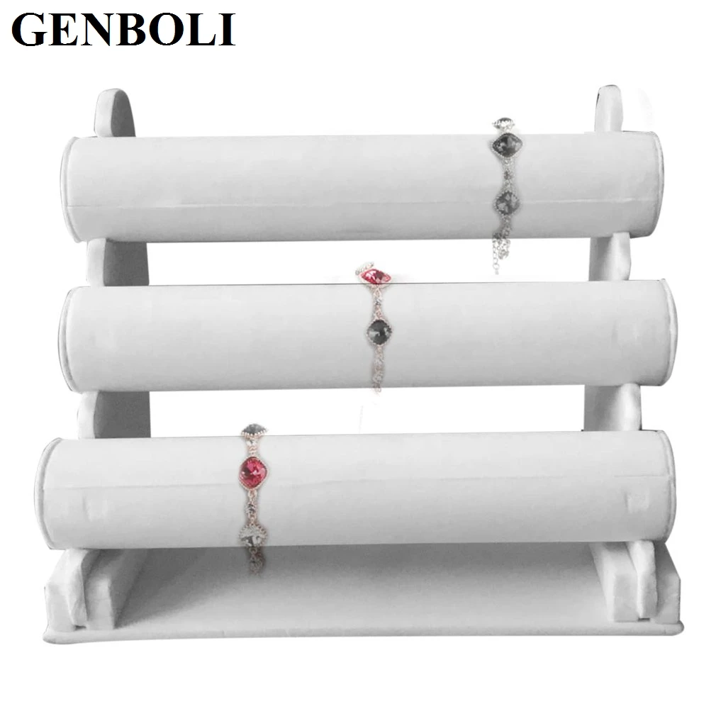 3 уровневая витрина для браслетов черные бархатные органайзер хранения