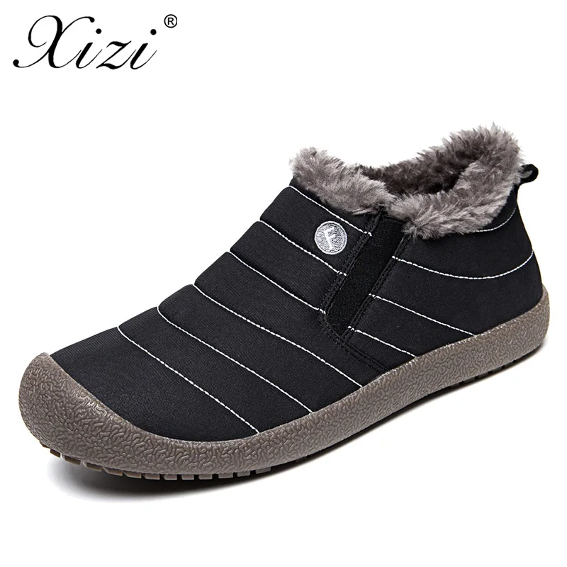 XIZI/Большие размеры 35-48 теплые мужские зимние ботинки на меху плюшевые ботильоны