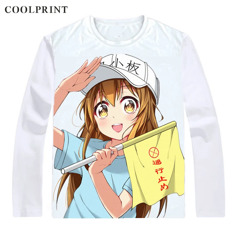 COOLPRINT ячейки на работе! Футболка Hataraku Saibo рубашки с длинным рукавом Аниме Манга