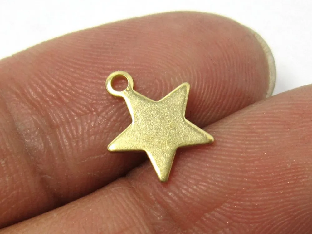 50pcs Brass star charms 11.5x10mm Raw brass five pointed star earrings findings R097