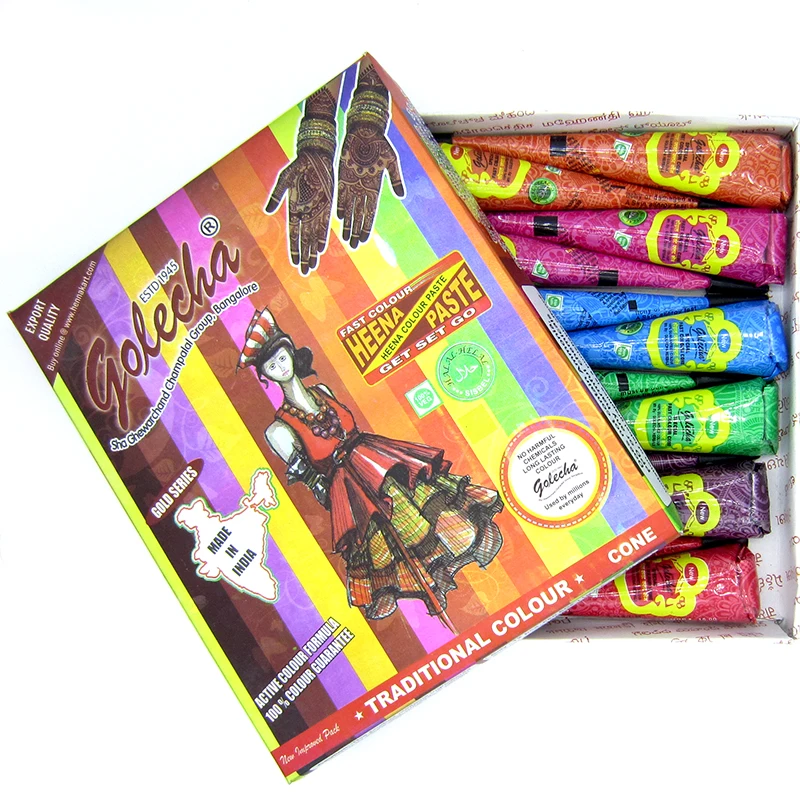 3 шт. GOLECHA красная цветная Хна тату паста конусы Mehndi хна сопло аппликатор для