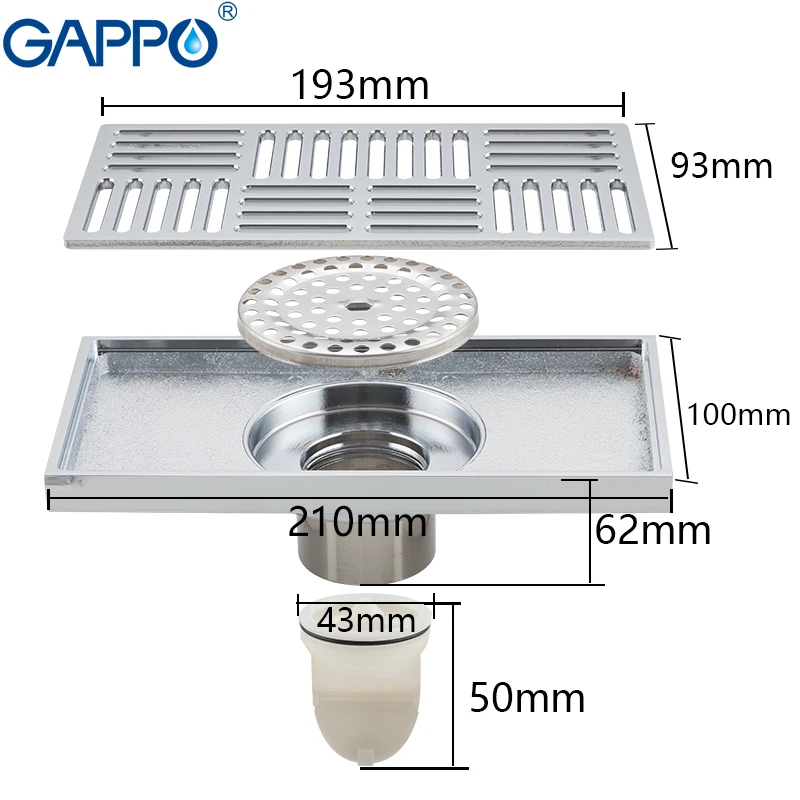 GAPPO сливы Ванная комната душевой сток в полу прямоугольная напольная крышка
