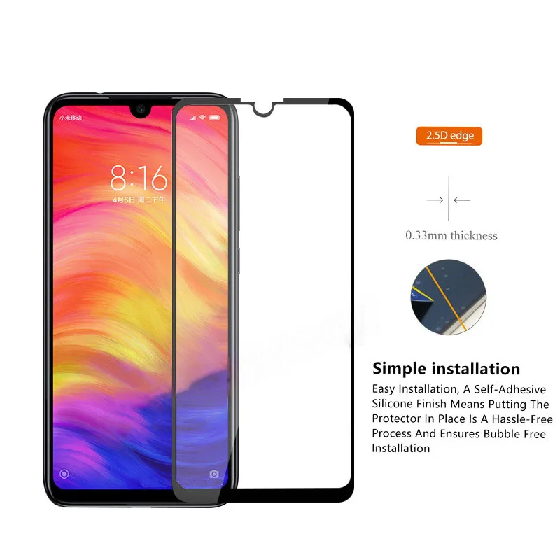 Полное покрытие из закаленного стекла для Xiaomi Redmi 7 Note 7 Pro Note7, Защитное стекло для экрана, Защитная пленка для Redmi Note 7
