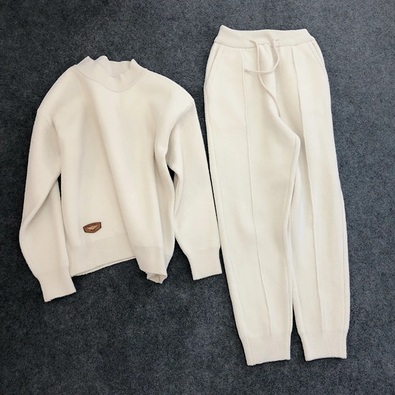 BGSOLID Knitted Wool Set New Fashion Loose Slim Cashmere Sweater Pants Two-piece Wholesale and Direct Sets are very popular | Женская