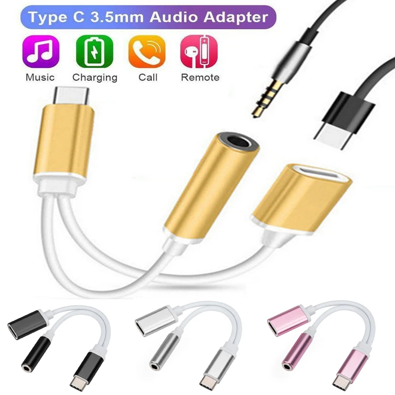 2 в 1 USB C type-C до 3,5 мм разъем для наушников адаптер AUX& сбор данных синхронизации кабель