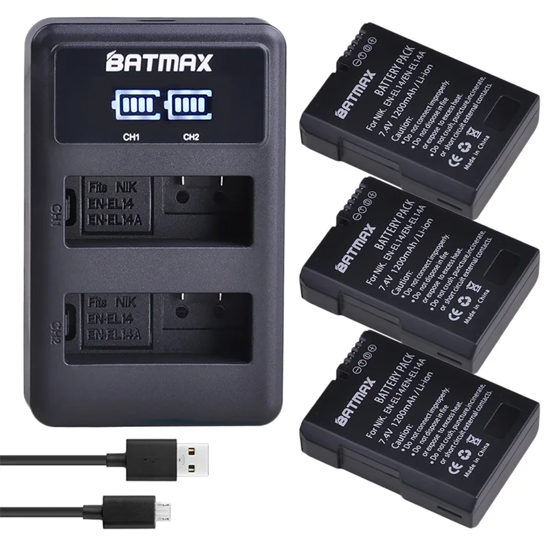3Pc Set EN-EL14 аккумулятор EN-EL14a ENEL14 EL14 1200 мАч для Nikon P7800, P7700, P7100, P7000, D5500, D5300, D5200, D3200, D3300, D5100, D3100, Df - Цвет: 3Pc Set