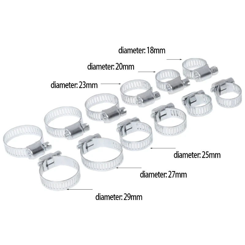 12 Pcs/Set Screw Band Hose Clamps Adjustable Fuel Line Worm Gear Clip Hardware | Обустройство дома