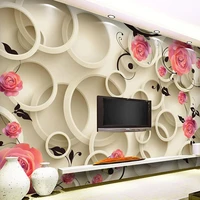 modern abstract art flowers and circles photo mural custom size 3d wallpaper for wall living room tv sofa background wall decor