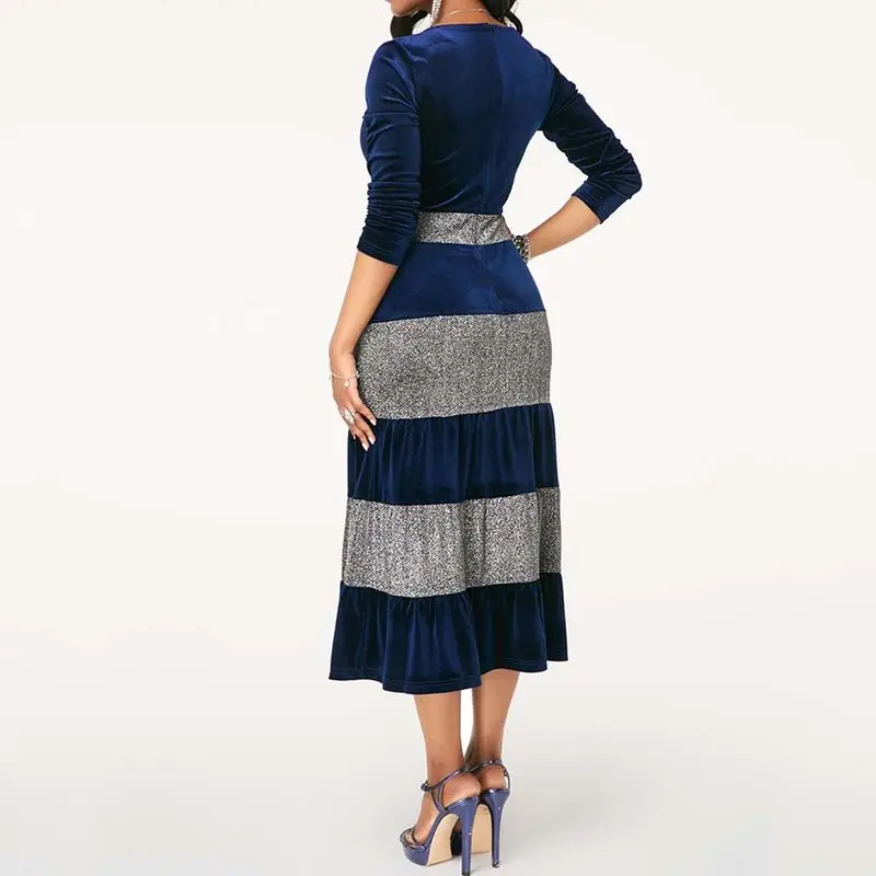 2019 осенне-зимнее женское бархатное платье больших размеров Элегантные вечерние