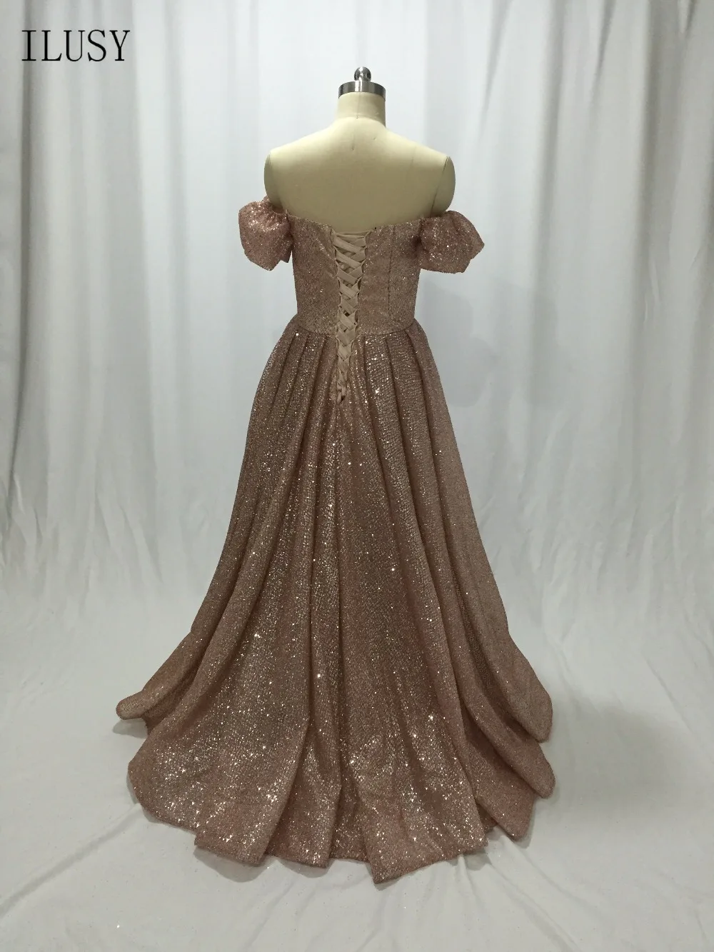 ILUSY A силуэт Вечерние платья Блестящие блестящие милое пышные вечерние с рукавами
