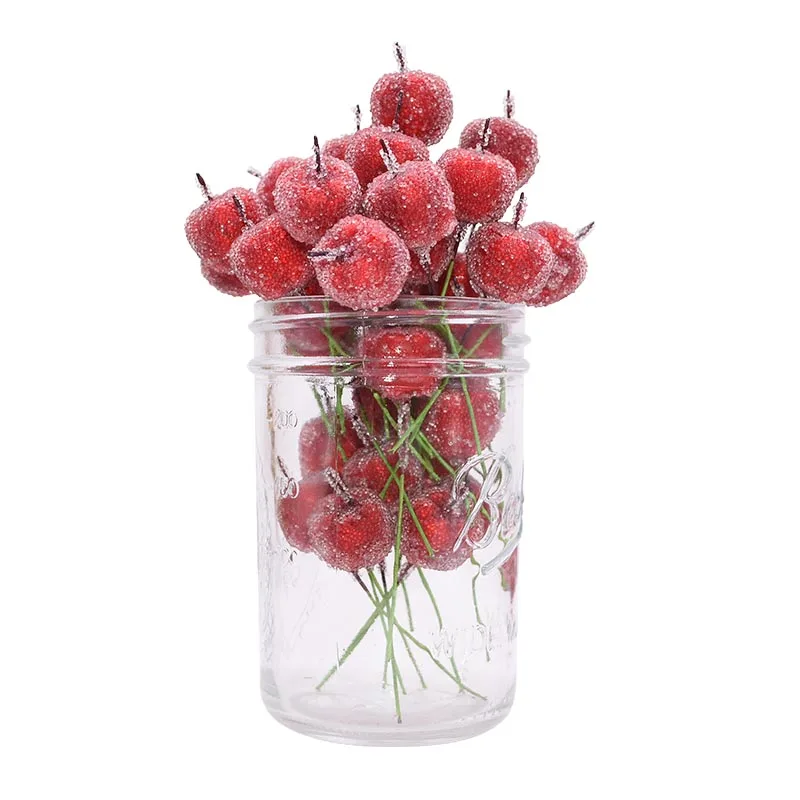 10 шт./лот 2 см имитация фруктов искусственное красное яблоко Stamen поддельные