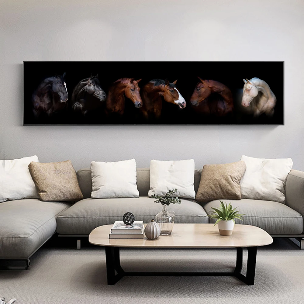 Black and white Horses Wall Art Canvas Prints Moden Animals Posters And Paintings For Bed Room Decor | Дом и сад