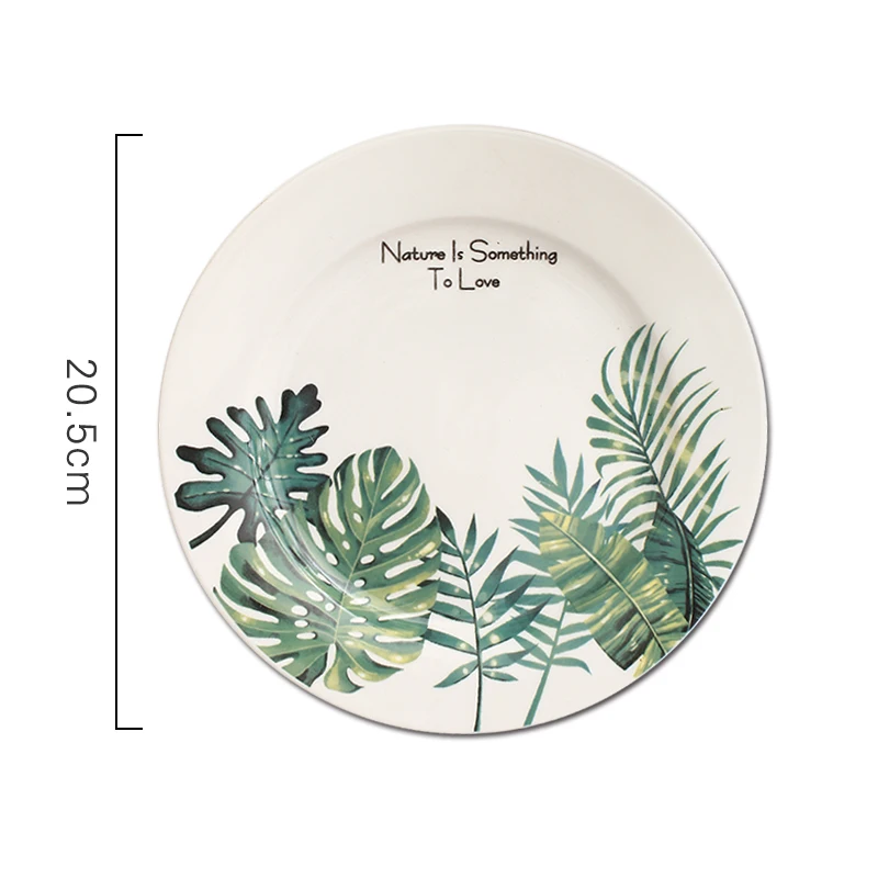 Керамическая Тарелка С Рисунком Листьев монстеры 8 дюймов 1 шт.|plates for dinner|ceramic