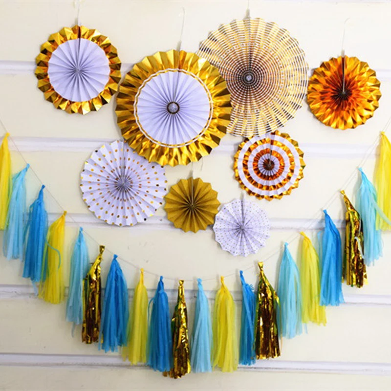 5 шт./лот 14 дюймов (35 см) гирлянда с кисточками из папиросной бумаги Свадебные