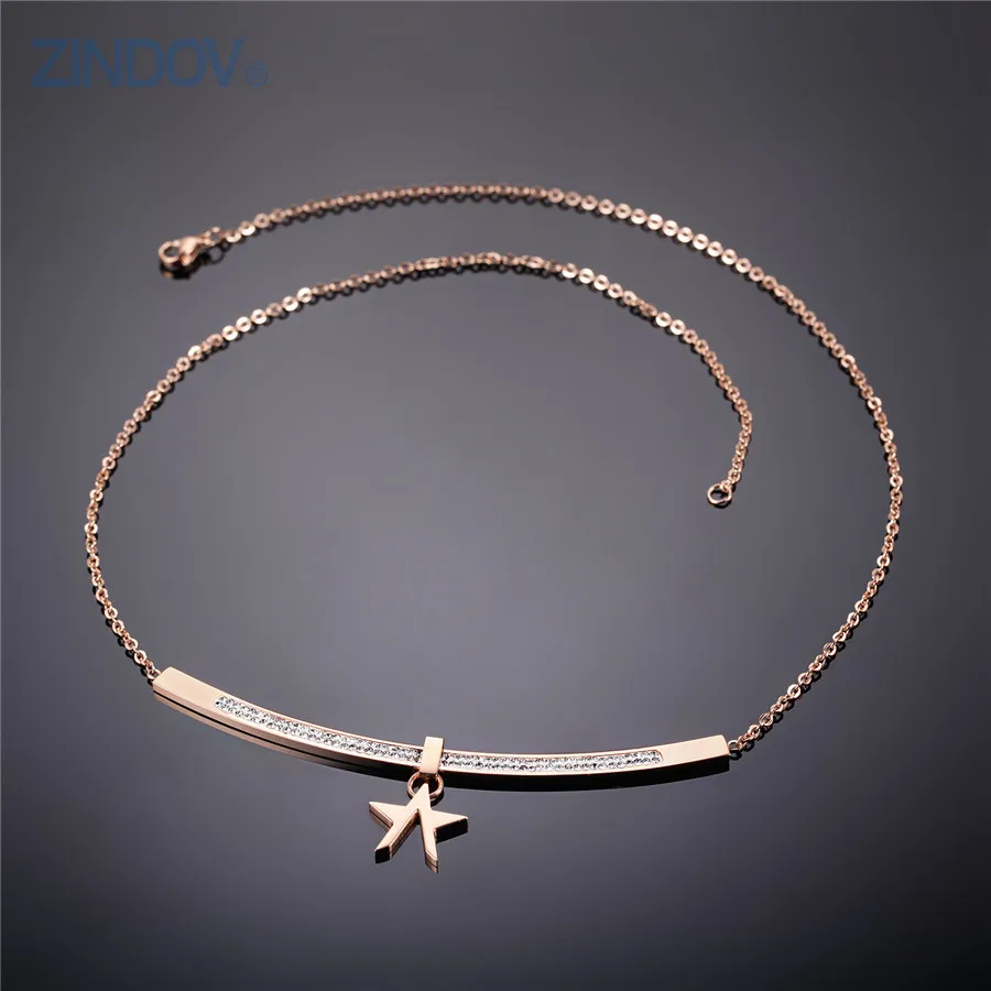 Женское ожерелье с подвеской из нержавеющей стали розовое золото современный