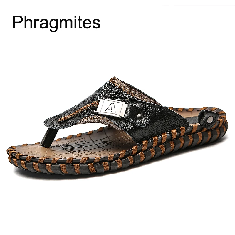 Phragmites Metal Decoration Slippers 2019 New Arrival Men Shoes Summer Beach Flip Flops Handmade Sandals Classic Soft Sandal | Обувь
