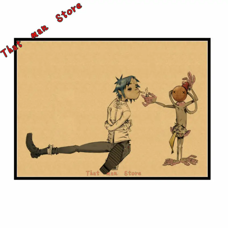 Gorillaz музыка рок Винтаж Плакат из крафт-бумаги DIY стикер стены Нежный домашний бар Декор подарок - Цвет: Цвет: желтый