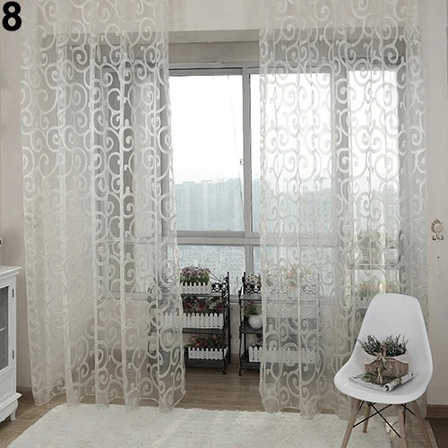 Romantic Floral Vine Voile Tulle Door Window Curtain Fabrics Organza Sheer Panel Treatment Drop Shipping | Дом и сад