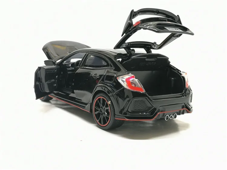 1:32 HONDA CIVIC TYPE-R Toy Car Metal Toy Diecasts Toy Vehicles Car Model Sound Light Pull Back Car Toys For Children Gifts