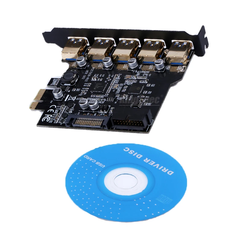 Плата расширения PCI Express с 5 портами PCI-E на USB 3 0 19-Pin SATA 15-контактный разъем