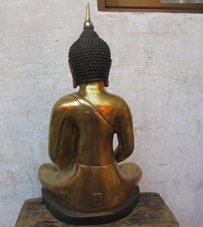 19 &quotТибет Народная Templ Бронзовый Gild резьба Таиланд Будда Шакьямуни Статуя | Дом и